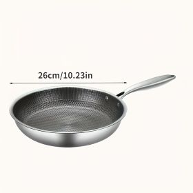 1PC Household Kitchen Honeycomb Stainless Steel Non Stick Frying Pan,Easy To Clean, Suitable For Frying Steak, Fish, And Eggs,Suitable For All Stoves