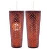Dazzling 24 oz Red 10" Holographic Tumbler with Straw