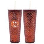 Dazzling 24 oz Red 10" Holographic Tumbler with Straw