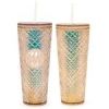 Dazzling 24 oz Gold 10" Holographic Tumbler with Straw