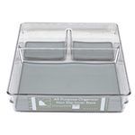 3 Section Plastic Organizer Bin with Grey Silicone 9" x 9" x 2.5"