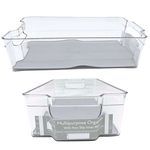Plastic Stackable Storage Bin with Grey Silicone 14.5" x 8.5" x 4"