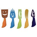 5 Piece Colorful Non Stick Smiley Faces Cheese Knives Set
