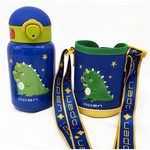 16 oz Kids Dragon Double Wall Vacuum Water Bottle and Carrier Bag with Strap