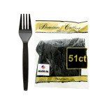 Heavy Duty Black Plastic Forks Set