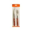 Knife and Fork Set with Red Wooden Handles