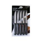 5 pack stainless steel steak knives with black handles