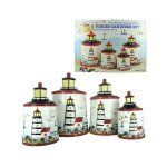 4 Piece Light House Ceramic Canister