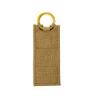 Natural Burlap Wine Tote with Bamboo Handles