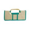 Turquoise &amp; Natural Wine Tote with Bamboo Handles