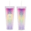 Dazzling 24 oz Sunset  10" Holographic Tumbler with Straw