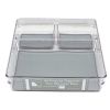 3 Section Plastic Organizer Bin with Grey Silicone 9" x 9" x 2.5"