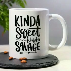 1pc Inspirational Quote Ceramic Coffee Mug, 11oz Reusable Insulated Cup, Machine Washable, Multipurpose