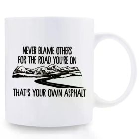 1pc Inspirational Quote Ceramic Coffee Mug - 11OZ Reusable Insulated Cup with Mountain Road Design - Ideal