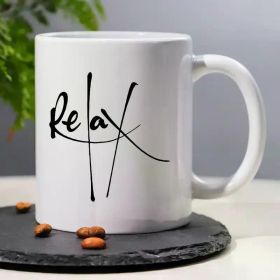 1pc Relax Design Ceramic Coffee Mug - 11OZ Insulated, Reusable, Machine Washable Multipurpose Tea Cup - Ideal