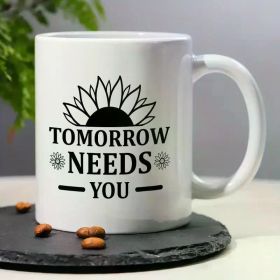 1pc Inspirational Sunflower Ceramic Coffee Mug - 11oz Reusable Insulated Multipurpose Cup with Motivational