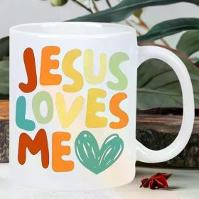 Jesus Loves Me Inspirational Ceramic Coffee Mug - Insulated, Reusable, Hand Wash Only - Colorful Playful Design with