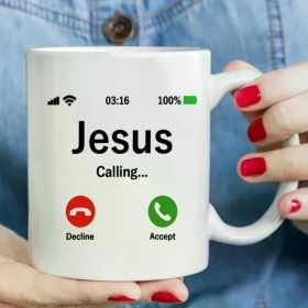 11oz Ceramic Coffee Mug, Jesus Calling Design, Insulated, Reusable, Multipurpose, Machine Washable, with Ideal for