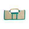 Turquoise &amp; Natural Wine Tote with Bamboo Handles