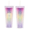 Dazzling 24 oz Sunset  10" Holographic Tumbler with Straw