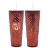 Dazzling 24 oz Red 10" Holographic Tumbler with Straw