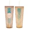 Dazzling 24 oz Gold 10" Holographic Tumbler with Straw