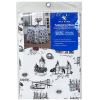 60" X 60" White with Building Design PVC Tablecloth with Flannel Backing