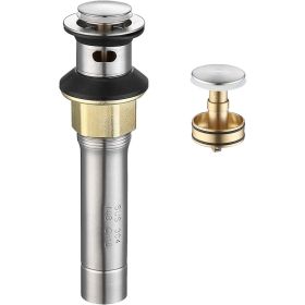 Pop-Up Drain Stainless Steel With Overflow Anti-Clogging For Vessel Sink Lavatory Vanity Sink Drain With Strainer Basket, Matte Black (Color: White)