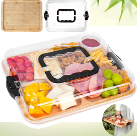 Charcuterie Board With Clear Lid, Travel Portable Cheese Board Charcuterie Boxes Cutting Boards For Kitchen, House Warming Gifts New Home, Gifts For W (Option: Style1)