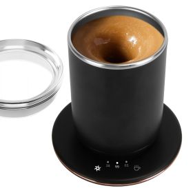 Self Stirring Coffee Mug with Lid Temperature Control Self-Heating Automatic Magnetic Mixing Mug with 3 Heat Settings Auto-Off Function For Coffe (Color: Black)